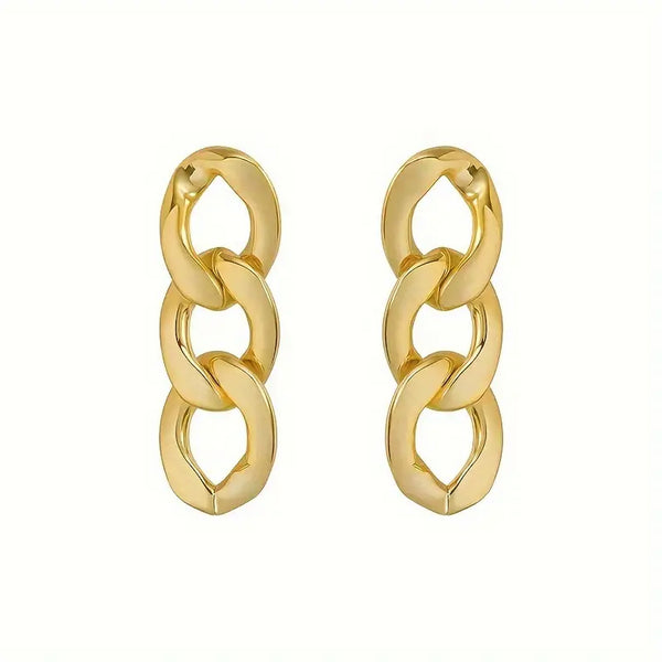 18ct Gold-Plated Triple Chain Dangle Stud Earrings - Charming and Trendy Ltd