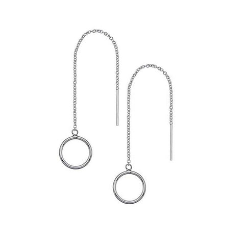 925 Sterling Silver Pull Through Circle Drop Earrings - Charming and Trendy Ltd