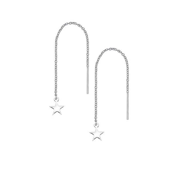 925 Sterling Silver Pull Through Star Drop Earrings - Charming and Trendy Ltd