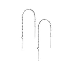 925 Sterling Silver Pull Through Bar Drop Earrings - Charming and Trendy Ltd