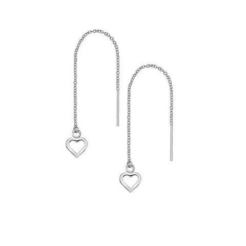 925 Sterling Silver Pull Through Open Heart Drop Earrings - Charming and Trendy Ltd