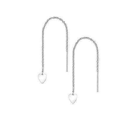 925 Sterling Silver Pull Through Solid Heart Drop Earrings - Charming and Trendy Ltd