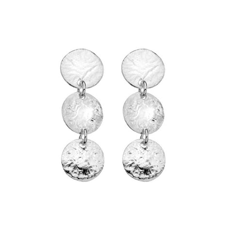 925 Sterling Silver Textured Circle Drop Stud Earrings - Charming and Trendy Ltd
