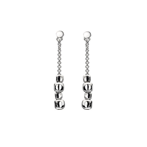925 Sterling Silver Twist Cube Drop Stud Earrings - Charming and Trendy Ltd