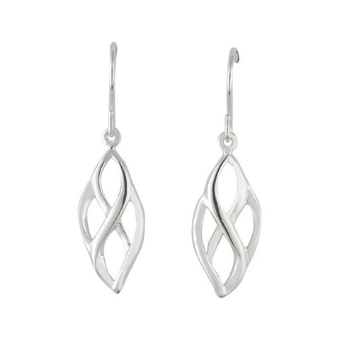 925 Sterling Silver Designer Interlocking Leaf Drop Hook Earrings - Charming and Trendy Ltd
