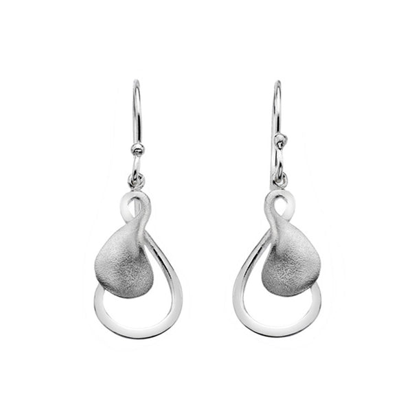 925 Sterling Silver Designer Matt & Polished Drop Hook Earrings - Charming and Trendy Ltd