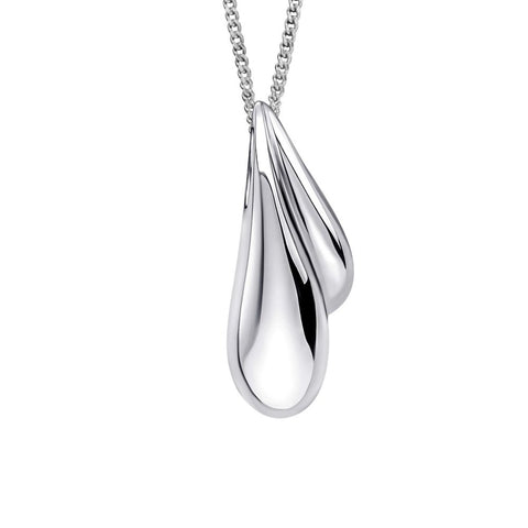 925 Sterling Silver Organic Wave Droplet Pendant Necklace - Charming andTrendy Ltd