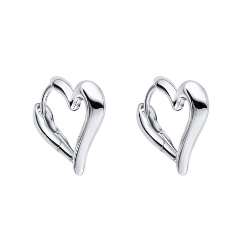 925 Sterling Silver Open Heart Hoop Earrings by Beginnings London - Charming and Trendy Ltd