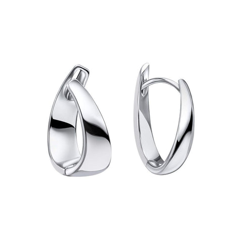 925 Sterling Silver Ribbon Twist Hoop Earrings by Beginnings London - Charming and Trendy Ltd
