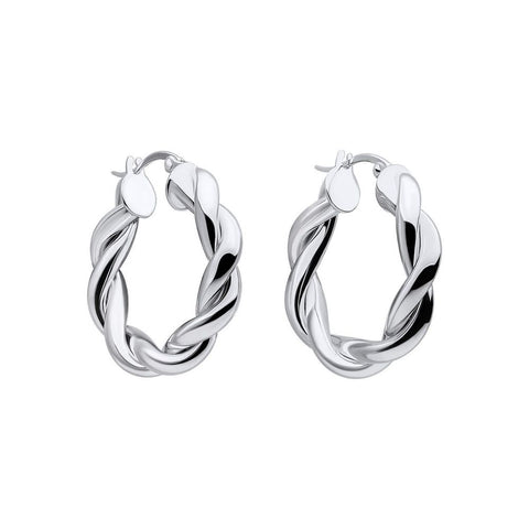 925 Sterling Silver Chunky Rope Twist Hoop Earrings by Beginnings London - Charming and Trendy Ltd