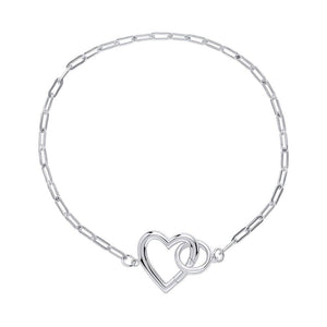 925 Sterling Silver Heart Connection Chain Bracelet by Beginnings London - Charming and Trendy Ltd