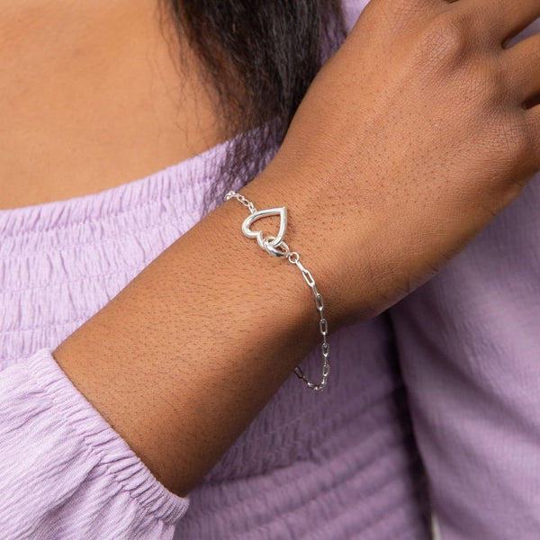 925 Sterling Silver Heart Connection Chain Bracelet by Beginnings London - Charming and Trendy Ltd