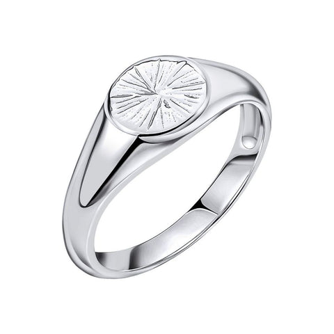 925 Sterling Silver Textured Signet Ring by Beginnings London - Charming and Trendy Ltd