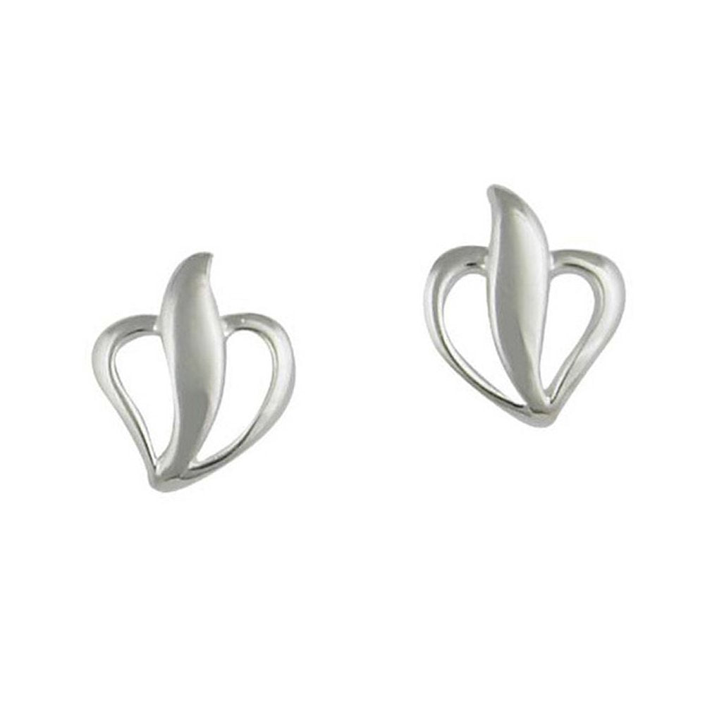 925 Sterling Silver Heart & Leaf Stud Earrings - Charming and Trendy Ltd