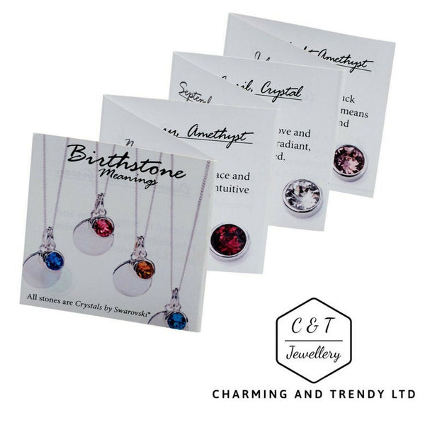 Sterling Silver Crystal Birthstone Pendant Necklace - December - Charming and Trendy Ltd