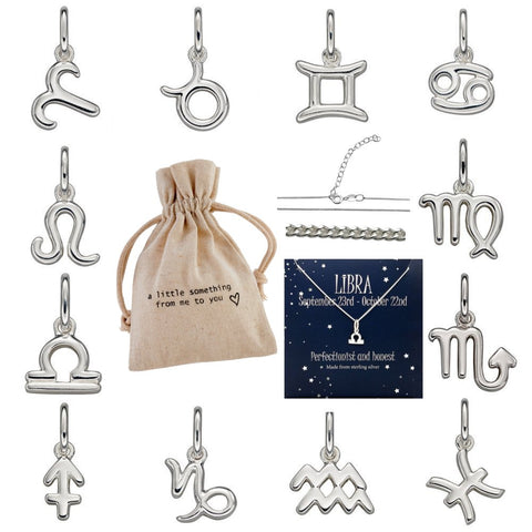 925 Sterling Silver Zodiac Pendant & Chain with Meaning Card & Gift Bag - Charming and Trendy Ltd
