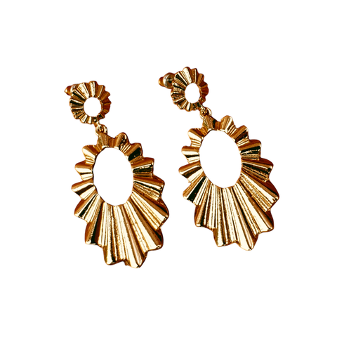 Crimped Oval Drop Earrings - Charming and Tendy Ltd
