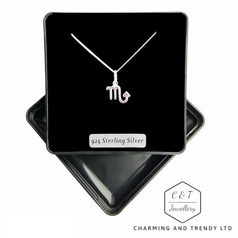925 Sterling Silver Scorpio Zodiac Pendant Necklace - Charming and Trendy Ltd