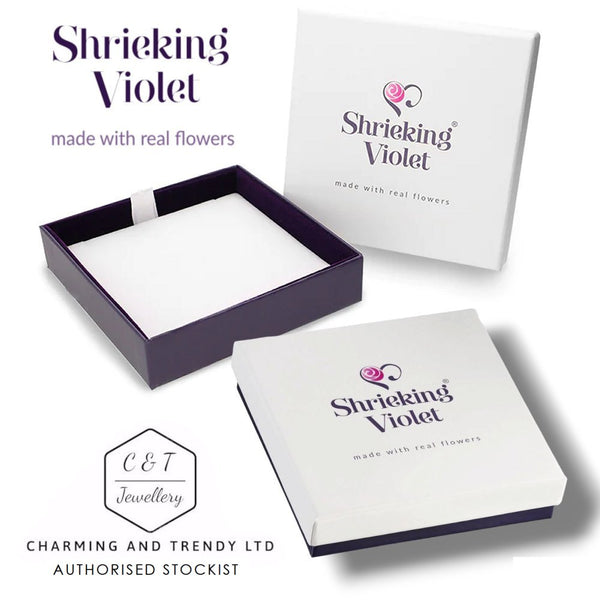 Shrieking Violet Real Flower Mixed Silver Teardrop Stud Earrings ME22 - Charming and Trendy Ltd