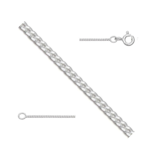 925 Sterling Silver CURB Chain Necklace 1.1mm - Charming and Trendy Ltd