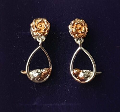 Robin Dangle Earrings in Rose Gold and Platinum Overlay Sterling Silver - Charming And Trendy Ltd