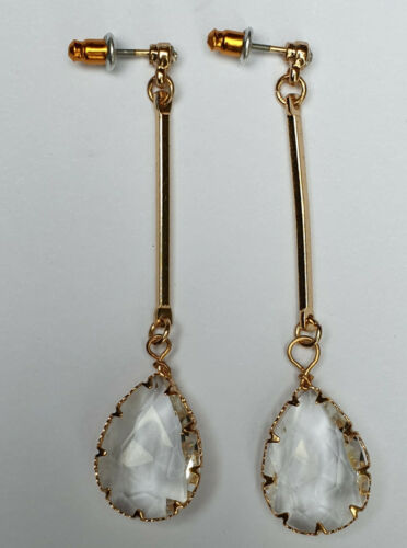 Crystal Dangle Teardrop Earrings - Fantastic Gold Look Costume Jewellery. - Charming And Trendy Ltd