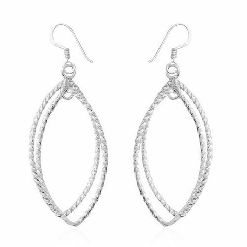 Twisted Texture Sterling Silver Hook Earrings. - Charming And Trendy Ltd