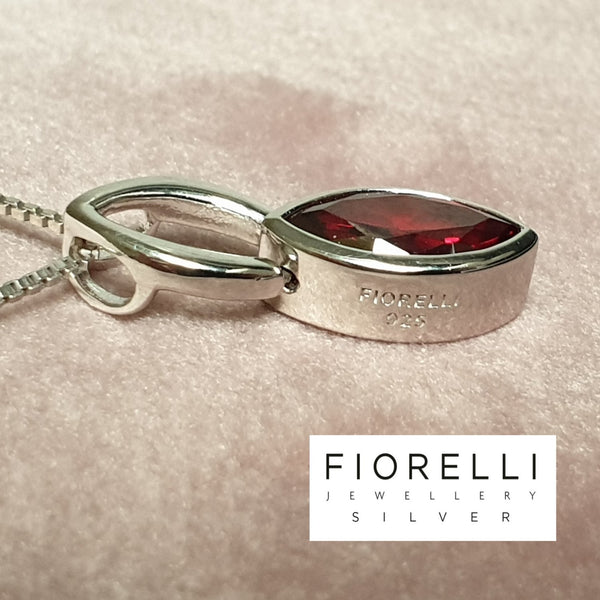 925 Sterling Silver Marquise Red Cubic Zirconia Pendant by FIORELLI - P4691R - Charming And Trendy Ltd