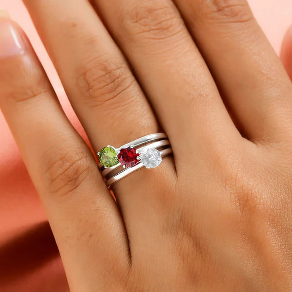 925 Sterling Silver Simulated Peridot Solitaire Ring - Charming and Trendy Ltd