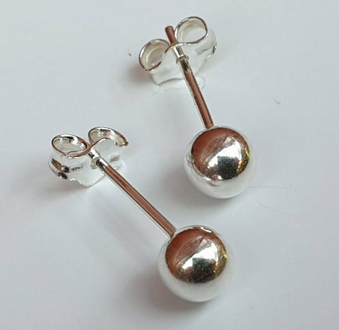 925 Sterling Silver Ball Stud Earrings - 4mm - Charming And Trendy Ltd