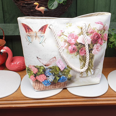 Butterfly Floral Shopper/Beach Bag