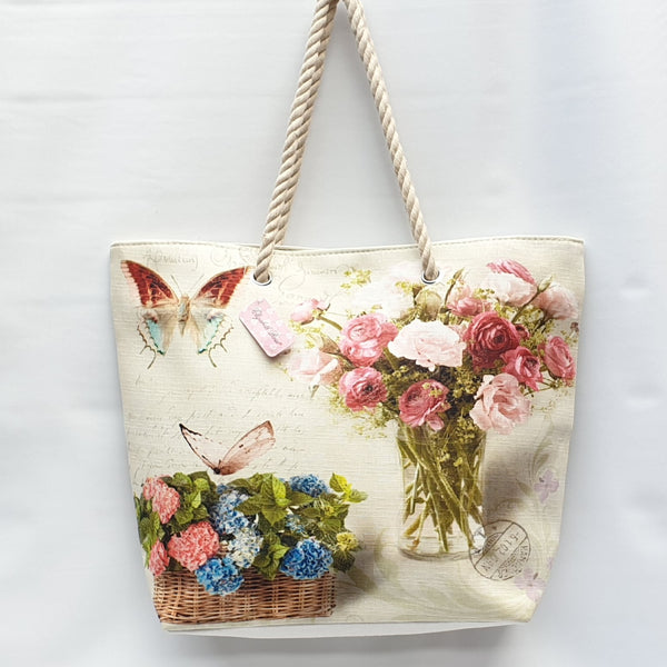 Butterfly Floral Shopper/Beach Bag
