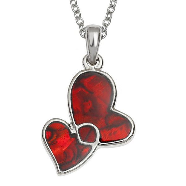 Red Paua Shell Entwind Hearts Necklace - Charming And Trendy Ltd