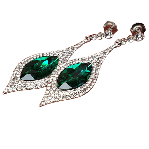 Austrian Crystal Dangle Earrings in Silver Tone - Charming and Trendy Ltd
