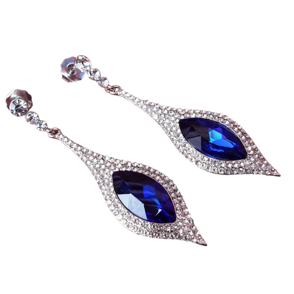 Austrian Crystal Dangle Earrings in Silver Tone - Charming and Trendy Ltd