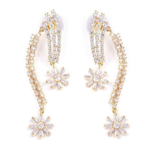 Simulated Diamond Gold Plated Dangle Earrings - Charming And Trendy Ltd
