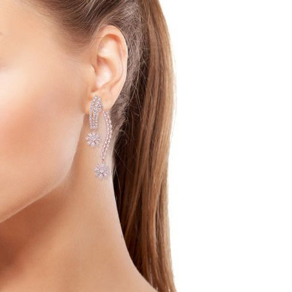 Simulated Diamond Gold Plated Dangle Earrings - Charming And Trendy Ltd