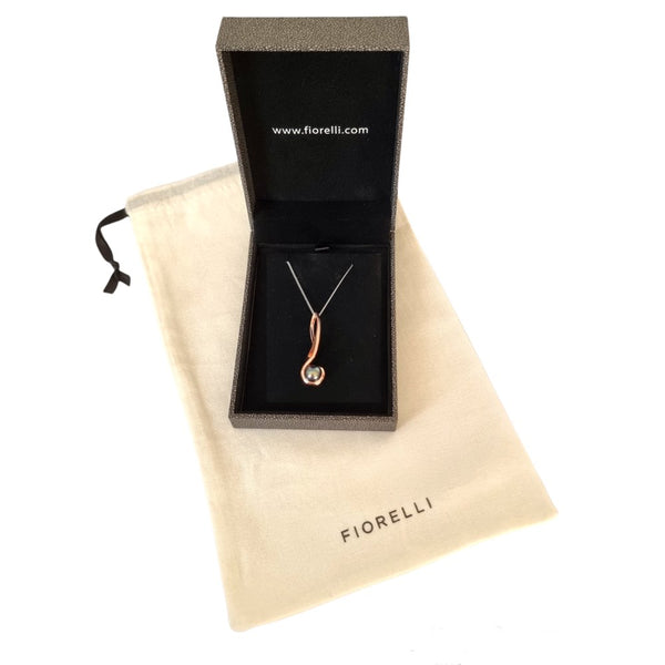 Fiorelli Sterling Silver Rose Gold Plated Ribbon Pearl Pendant - P4504B - Charming And Trendy Ltd