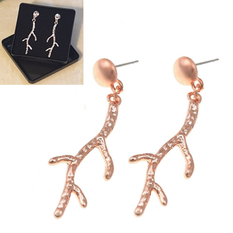 Rose Gold Plated Branch Earrings - Gift Box - Charming And Trendy Ltd