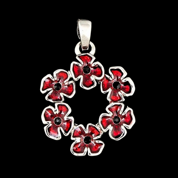 Circle of Poppy Silver Plated Charm