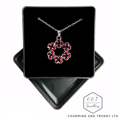 Circle of Poppy Silver Plated Charm Pendant - Charming and Trendy Ltd