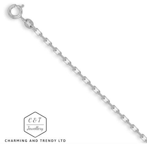925 Sterling Silver 2mm Diamond-Cut Belcher Necklace - 18" - Charming And Trendy Ltd