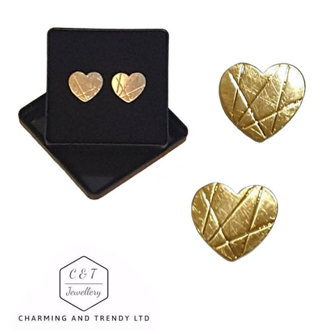 Heart Stud Gold Plated Earrings - Gift Box - Charming And Trendy Ltd