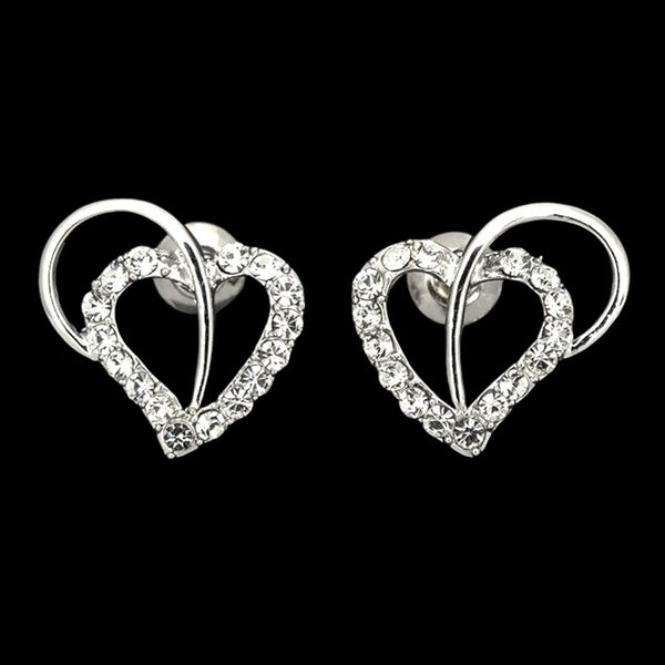 Platinum Plated Diamanté Entwined Hearts Earrings - Charming and Trendy Ltd