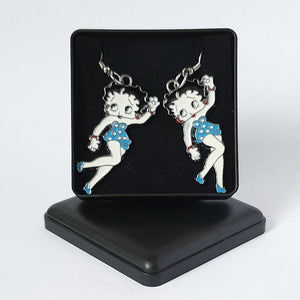 Betty Boop Blue Enamelled Metallic Earrings - Gift Boxed - Charming And Trendy Ltd
