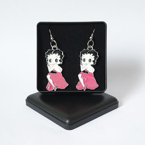 Betty Boop Pink Enamelled Metallic Earrings - Gift Boxed - Charming And Trendy Ltd