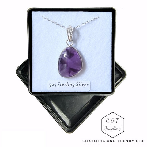 925 Sterling Silver Amethyst with 18" Chain - Gift Box