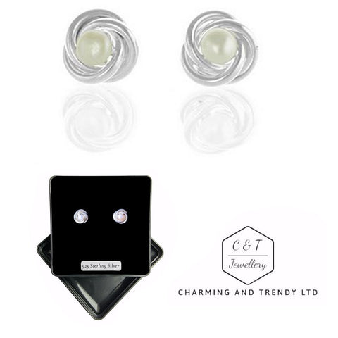 925 Sterling Silver Freshwater Pearl Stud Earrings - Charming And Trendy Ltd