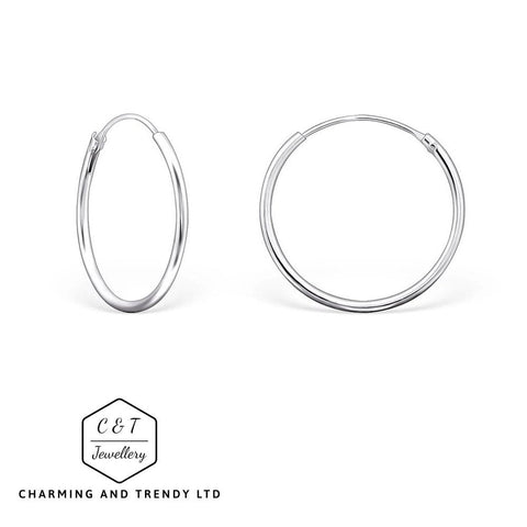 Solid 925 Sterling Silver 10mm - 20mm Hoop Sleeper Earrings (Pairs) - Charming And Trendy Ltd