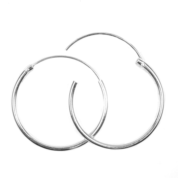 Solid 925 Sterling Silver 30mm Hoop Sleeper Earrings (Pairs) - Charming And Trendy Ltd
